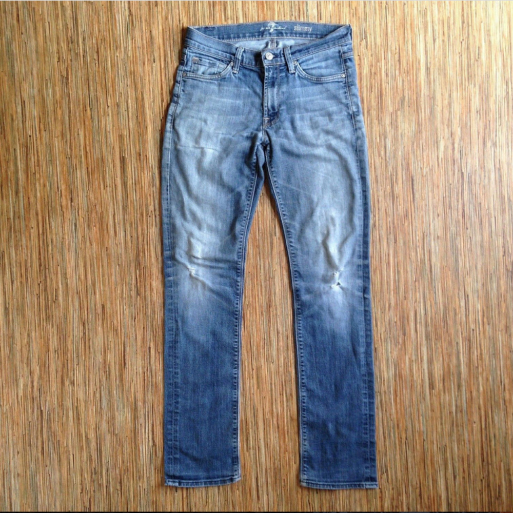7 For All Mankind Blue Skinny Jeans